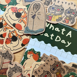 What a Day Cat Sticker | Hình dán mèo dễ thương của tui trang trí sổ tay DIY