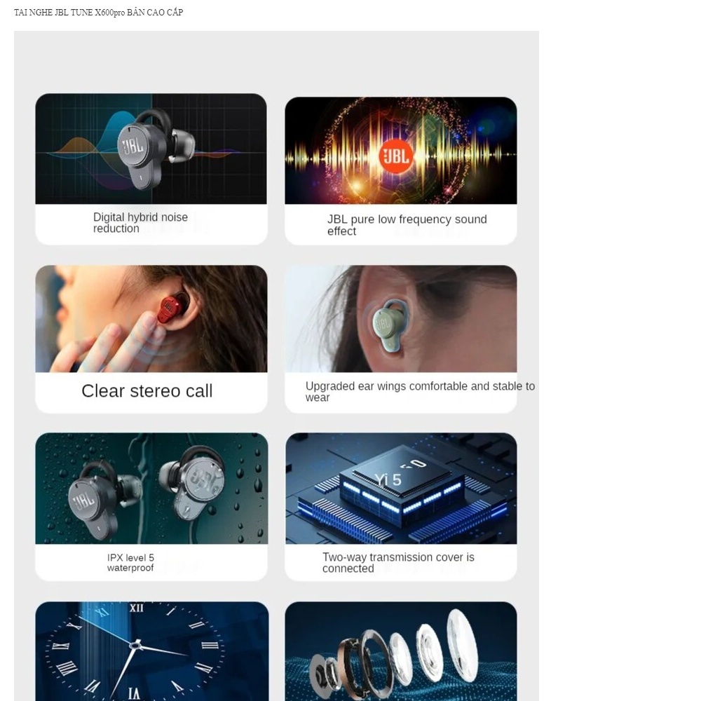 Tai Nghe Nhét Tai - Tai Nghe Bluetooth True Wireless JBL REFELCT X600 Pro TWS . Âm bass mạnh mẽ Chống ồn ANC.