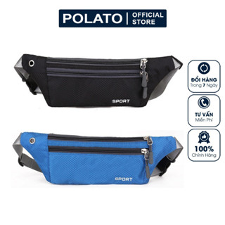 Túi đeo hông, đeo bụng thể thao Polato, đeo chéo cao cấp nhiều ngăn chất liệu canvas mềm cho nam nữ