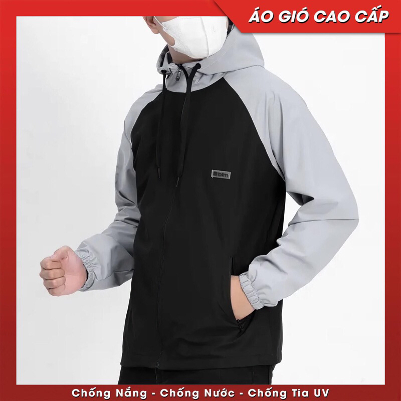 Áo gió phối màu nam nữ thời trang, áo khoác gió 2 lớp lót lưới