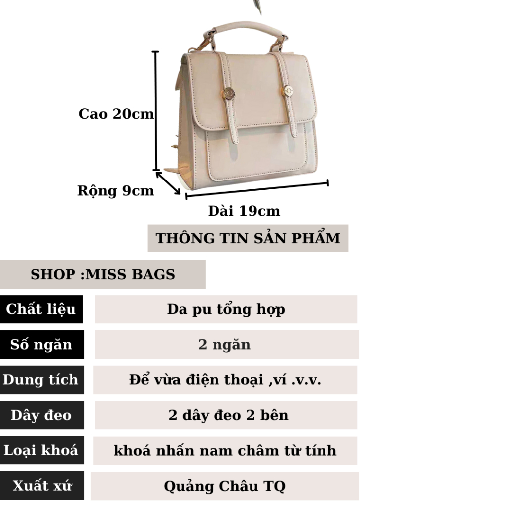 Balo nữ mini da pu đi học đi chơi nhỏ xinh dễ thương thời trang phong cách hàn quốc Miss bags BL 250