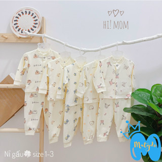 Quần áo sơ sinh bé trai bé gái mùa đông cao cấp chất vải an toàn đồ sơ sinh cho bé Hi mom cúc chéo SS11