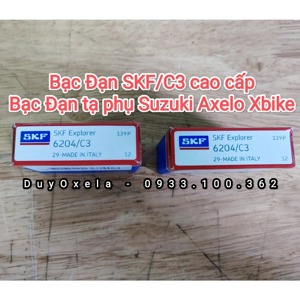 Cặp bạc đạn tạ dên Suzuki Axelo Xbike - SKF/C3 chính hãng-6204