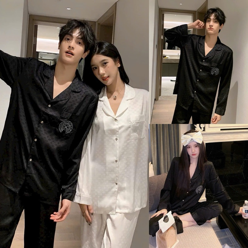 BỘ PYJAMA LỤA DÀI NAM NỮ QUẢNG CHÂU CAO CẤP MÃ 2023-0410