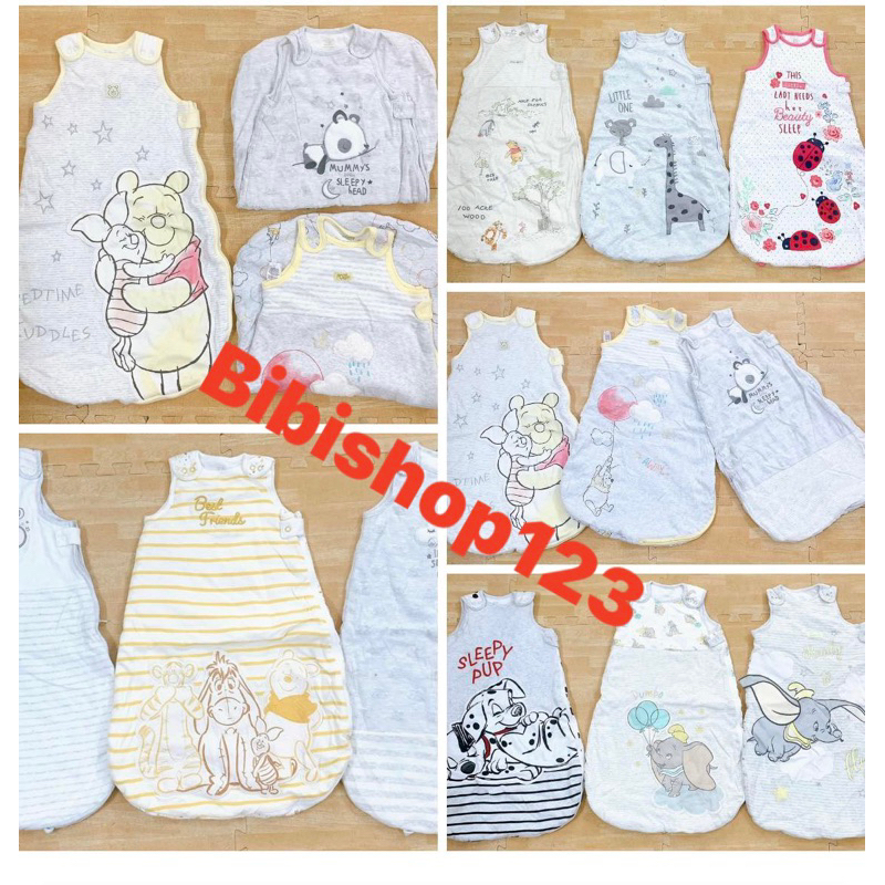 Túi ngủ trần bông hàng xuất dư HM, desney,.. vải Organic Cotton lót bông mỏng cho bé trai bé gái lỗi nhẹ