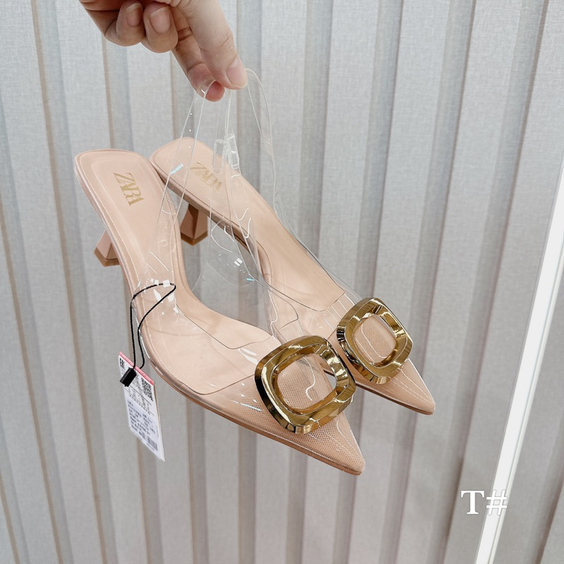 Sandal zara khoá vuông cao gót