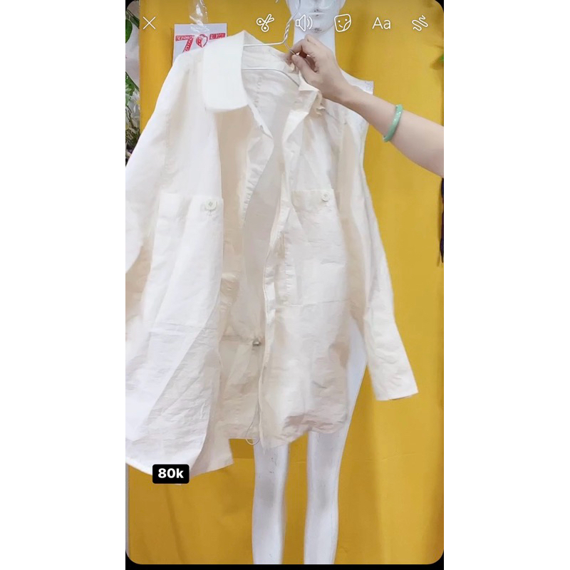 Áo khoác rút lưng nhẹ freesize màu kem be.S787