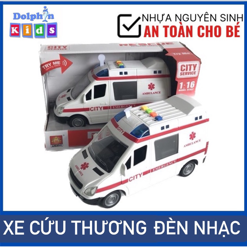 ĐỒ CHƠI MÔ HÌNH XE CỨU THƯƠNG CÓ ĐÈN NHẠC CHO BÉ