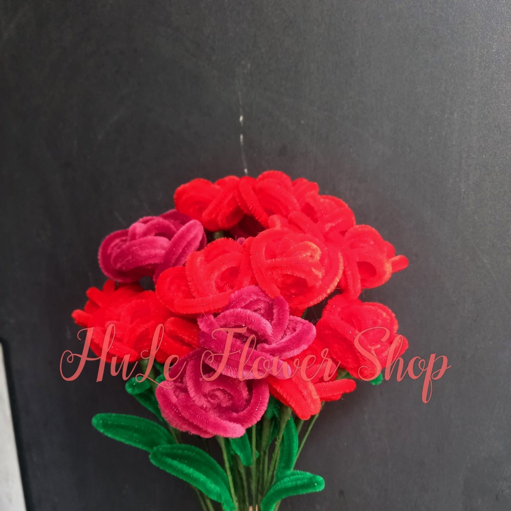 Hoa hồng kẽm nhung to tròn đẹp xinh dễ thương làm quà tặng decor nhà cửa Hule