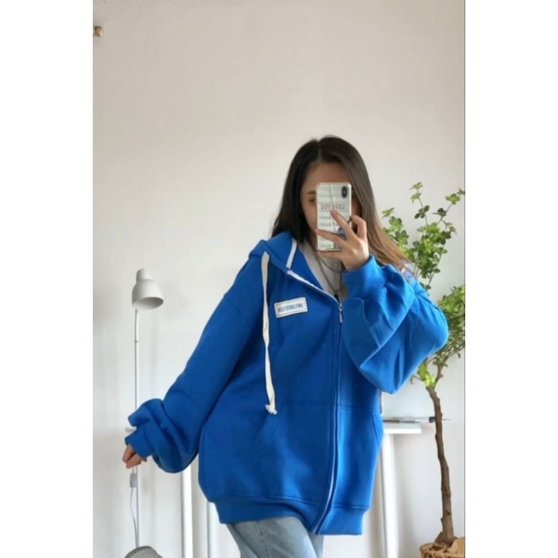 Áo Khoác Nỉ Mũ 2 Lớp Form Rộng Dây Kéo Unisex Nam Nữ Mặc Được Free Size < 75kg