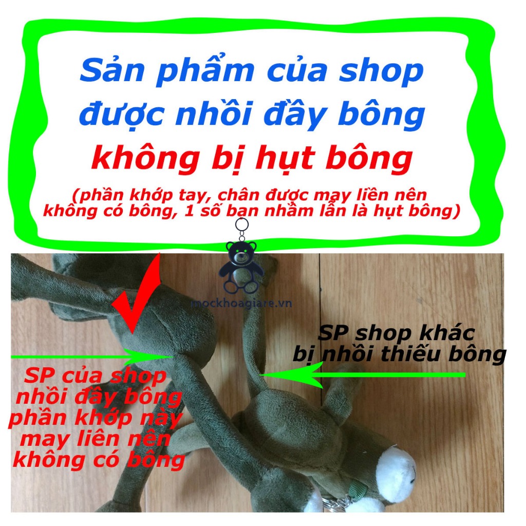Móc khóa ếch xanh chân dài, cài balo, túi xách, chìa khóa