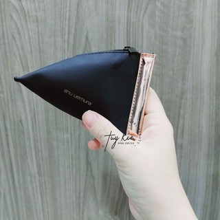 Túi mỹ phẩm sh▪︎ ủa nền đen viền vàng
