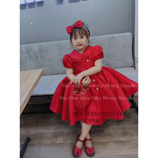 Váy cho bé cổ vest tafta