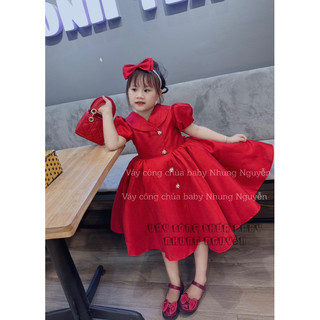 Váy cho bé cổ vest tafta