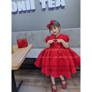 Váy cho bé cổ vest tafta