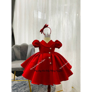 Váy cho bé cổ vest tafta