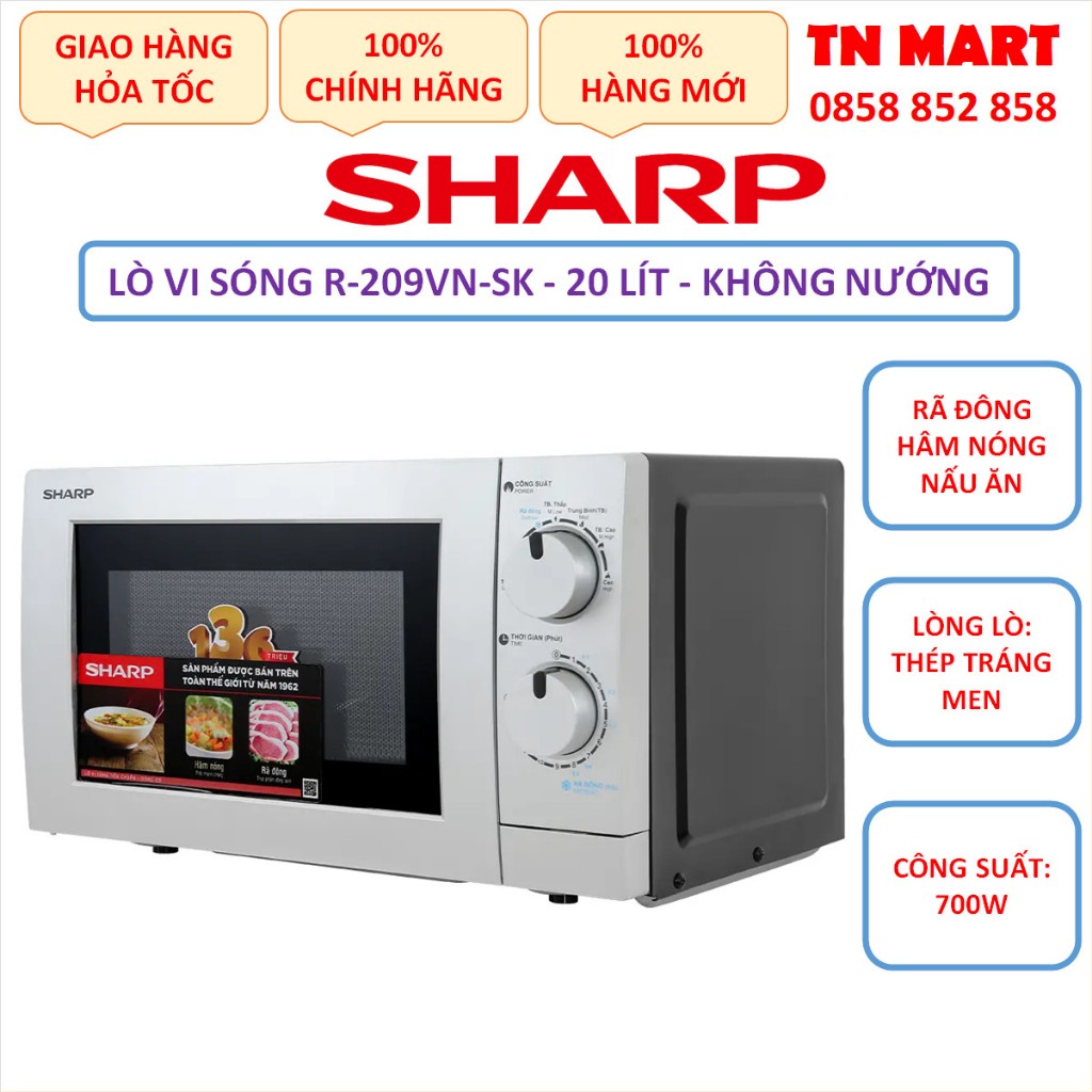 Lò vi sóng Sharp 20 lít, không nướng, chính hãng, bảo hành 12 tháng