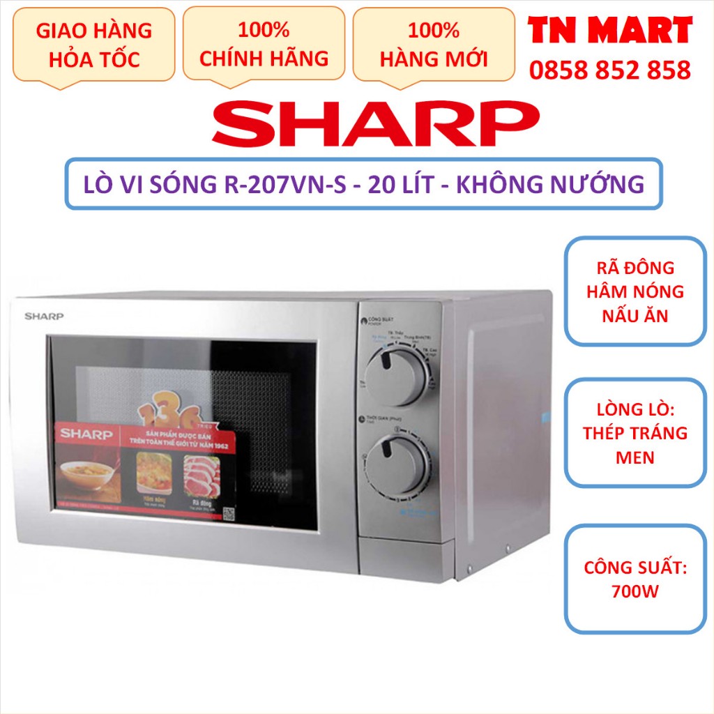 Lò vi sóng Sharp 20 lít, không nướng, chính hãng, bảo hành 12 tháng