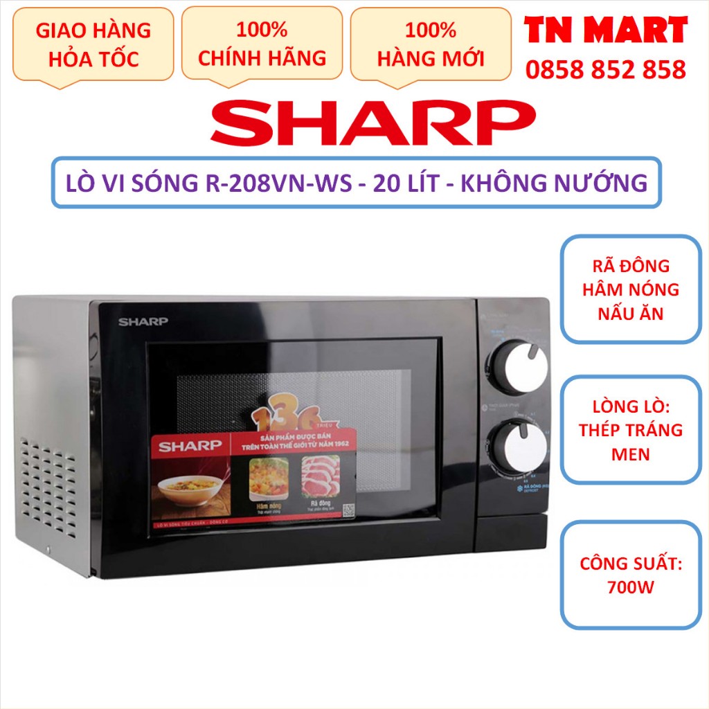 Lò vi sóng Sharp 20 lít, không nướng, chính hãng, bảo hành 12 tháng