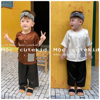 (7-75KG) bộ bà ba truyền thống cho bé [KHĂN MUA RIÊNG] bộ đồ bé mặc đi chơi Lễ Hội, Trung Thu, Lễ Tết