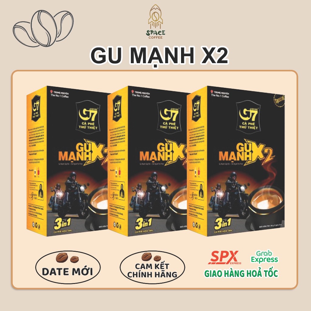 (Date T8/2025) Combo 3 hộp Cà Phê Hoà Tan Trung Nguyên G7 3in1 Gu Mạnh X2 Hộp 12 Gói 25gr