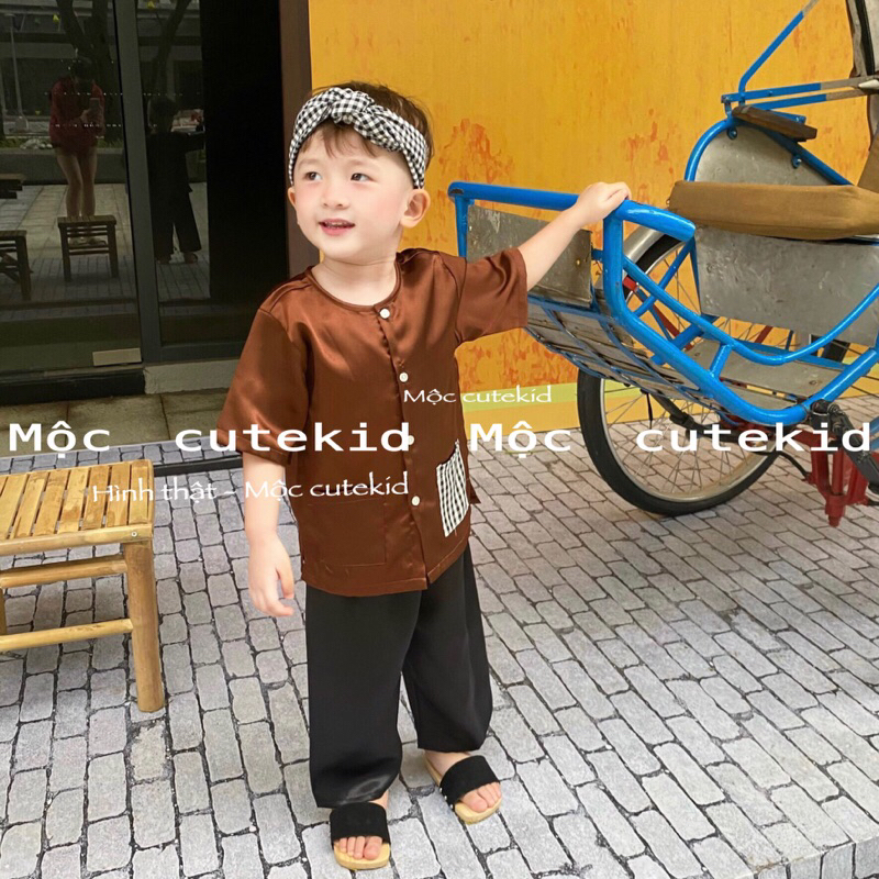 Bộ bà ba cho bé  - túi caro  - set đồ cho bé đi chơi, bộ quần áo đi chơi Lễ Hội cho bé