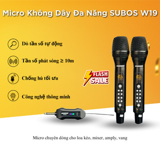 Micro karaoke không dây đa năng subos w19, micro không dây tích hợp chỉnh bass - treble - echo trên mic, hát cực nhẹ