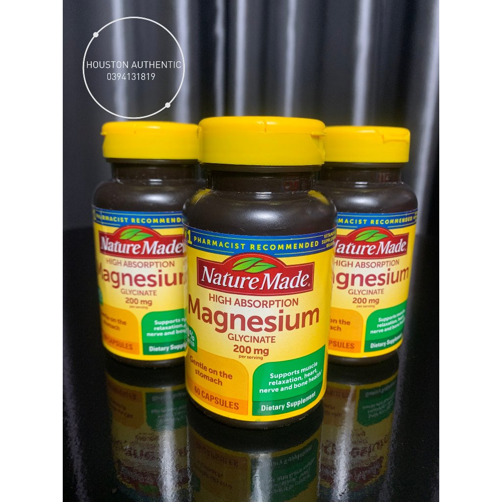 Viên uống Nature Made bổ sung Magnesium Glycinate 200 mg 60 Viên _ Live mua tại Mỹ