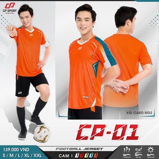Quần áo bóng đá không logo cp01 màu cam có in tên số