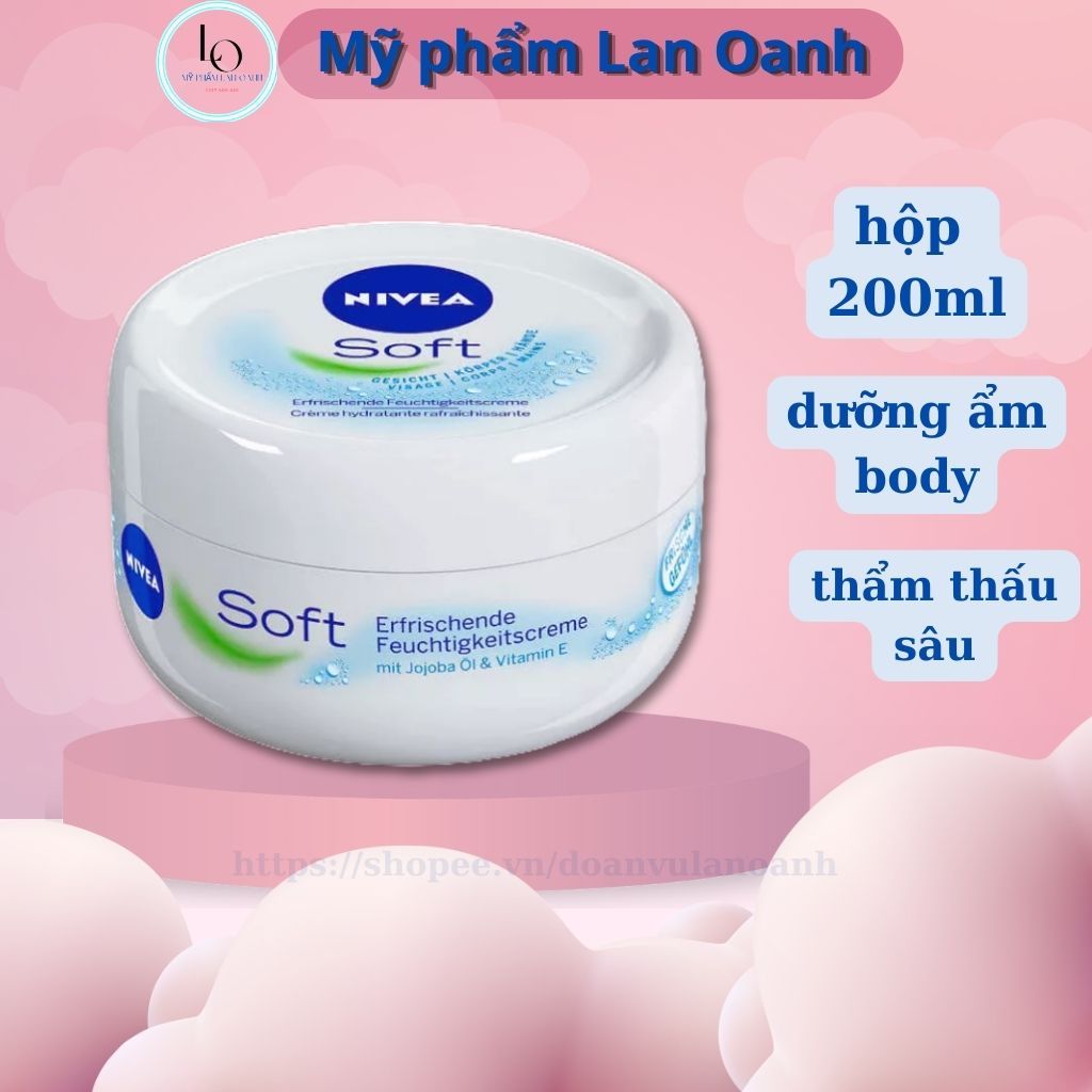 kem dưỡng ẩm body nivea soft 200ml chuyên sâu giúp trắng da,cấp ẩm