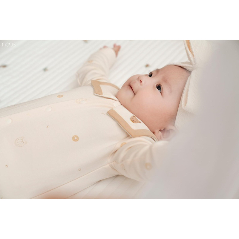 Bộ quần áo dài tay Nous Newborn cho bé sơ sinh 3-5,5kg thu đông chất liệu mềm mại chính hãng Nous