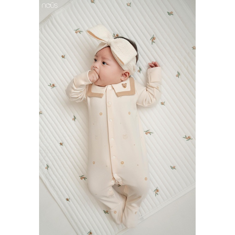 Bộ quần áo dài tay Nous Newborn cho bé sơ sinh 3-5,5kg thu đông chất liệu mềm mại chính hãng Nous