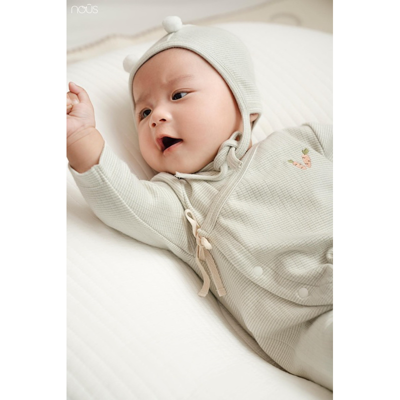 Bộ quần áo dài tay Nous Newborn cho bé sơ sinh 3-5,5kg thu đông chất liệu mềm mại chính hãng Nous