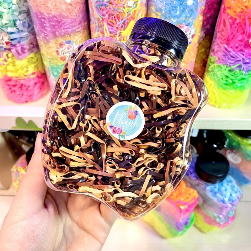 Hũ 500 dây thun buộc tóc cao su co giãn đủ các size cho bé và người lớn