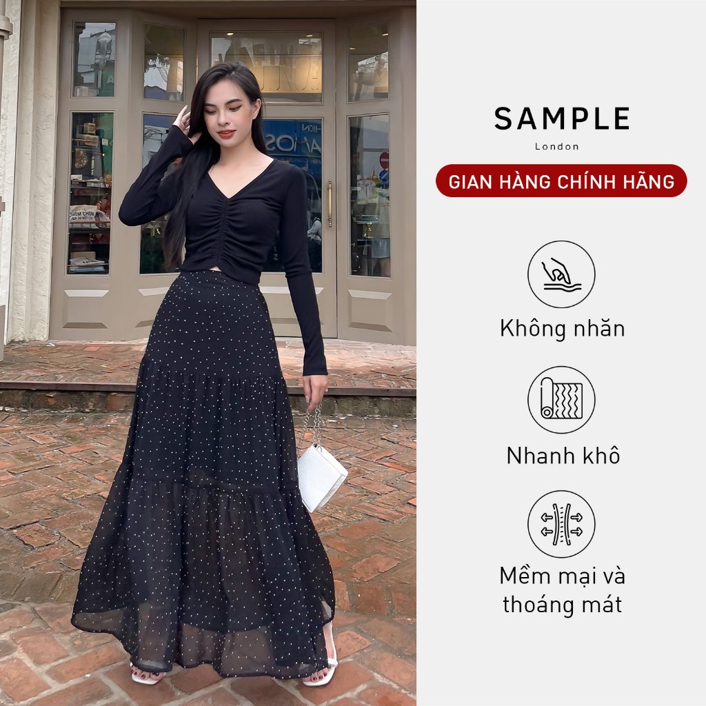 Chân váy maxi Alice Skirt kiểu dáng xẻ tà SAMPLE LONDON, mềm mại, thoáng mát, phù hợp cho mọi hoạt động