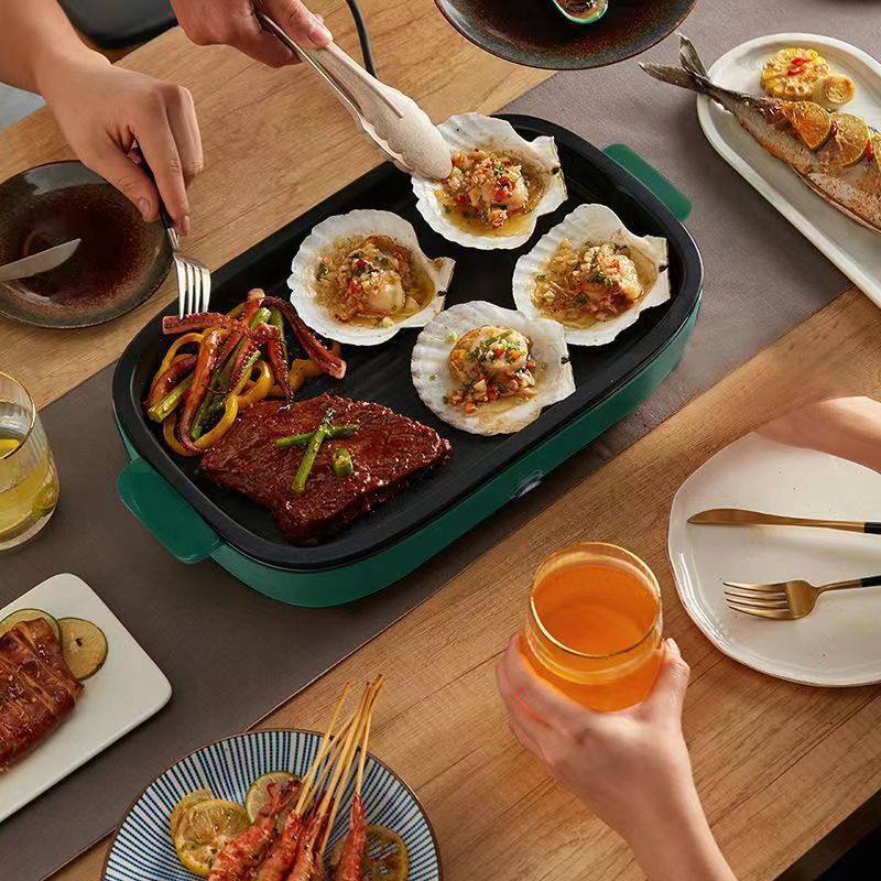 Chảo Điện Chống Dính Mini,Chảo Nướng Thịt BBQ Bằng Điện Đường Kính 26CM Chất Lượng Cao Kiểu Hàn Quốc, Dễ Dàng Vệ Sinh
