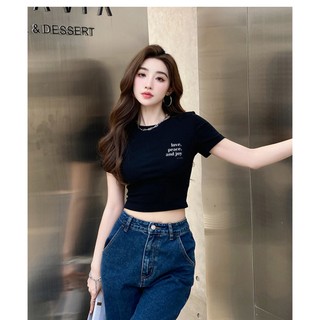   Form Ôm  Áo croptop nữ dáng ôm in hình thời trang phong cách Hàn Quốc - Áo baby tee Loza G0080 