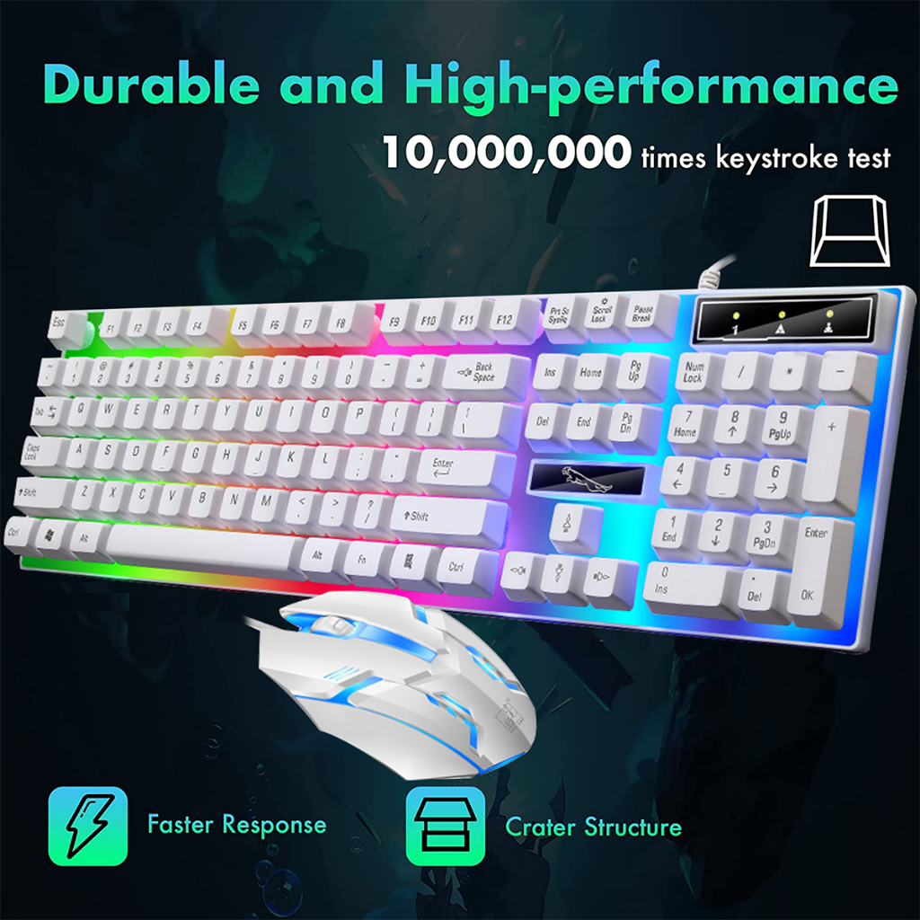 Bàn phím máy tính gaming G21, bàn phím giả cơ kèm chuột có dây với đèn Led 7 màu chuyên dùng PC ,laptop