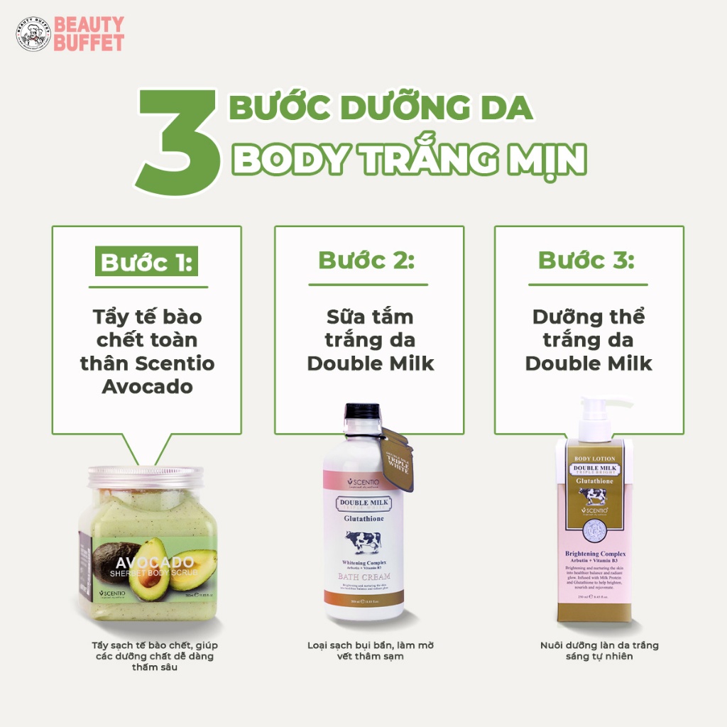 [TIẾT KIỆN HƠN] Combo 2 Tẩy tế bào da chết body dưỡng ẩm quả bơ Beauty Buffet Scentio Avocado Body Scrub 350ml