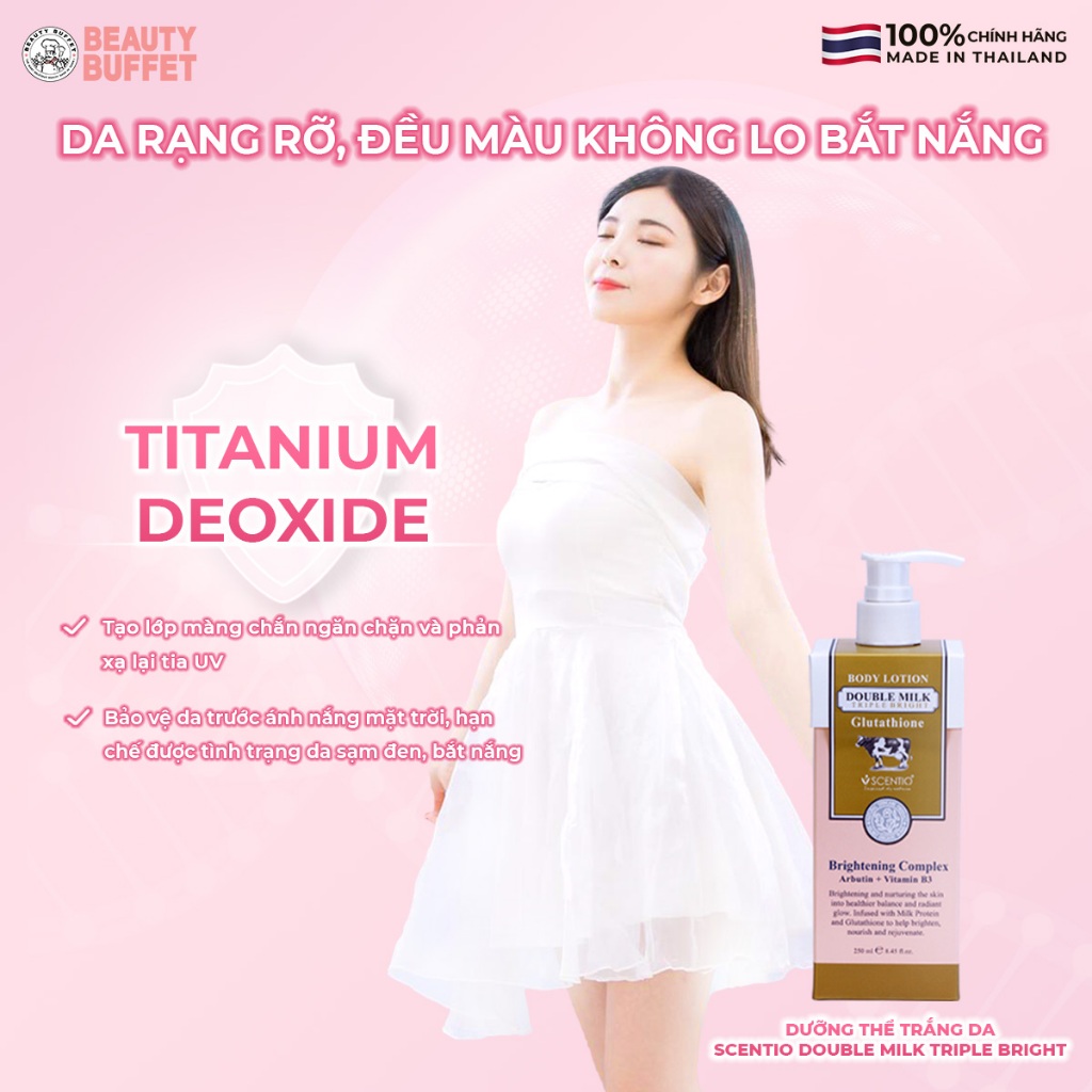 [Body lotion] Dưỡng thể dưỡng trắng da toàn thân Scentio Double Milk Triple Bright 250ml