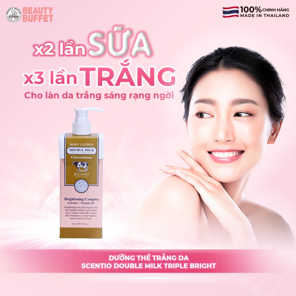 [TIẾT KIỆM HƠN] Combo 2 Dưỡng thể dưỡng trắng da toàn thân Scentio Double Milk Triple Bright Body Lotion 250ml