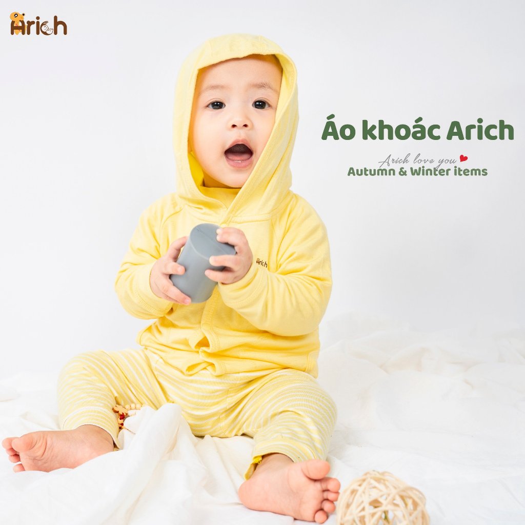 Áo khoác có mũ Arich màu xanh lá size 3-4 tuổi