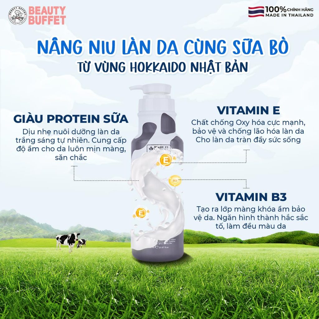 Dưỡng thể dưỡng ẩm & mịn da Beauty Buffet Made in Nature Hokkaido Milk 700ml