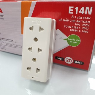 Ổ cắm điện táp lô 3 lỗ 2200w có nắm che an toàn e14n sopoka