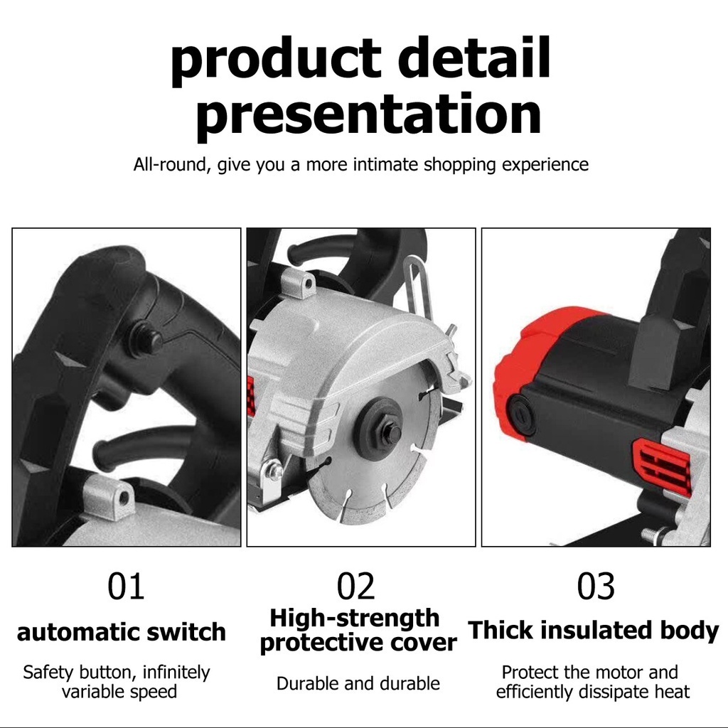 Máy cưa tròn điện Máy cắt kim loại bằng đá cẩm thạch Máy cưa đĩa điện / Electric Circular Saw Power Tool Portable 220V