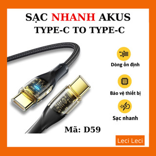 Dây cáp sạc nhanh type-c to type-c 66w akus - d59 - dài 1200mm