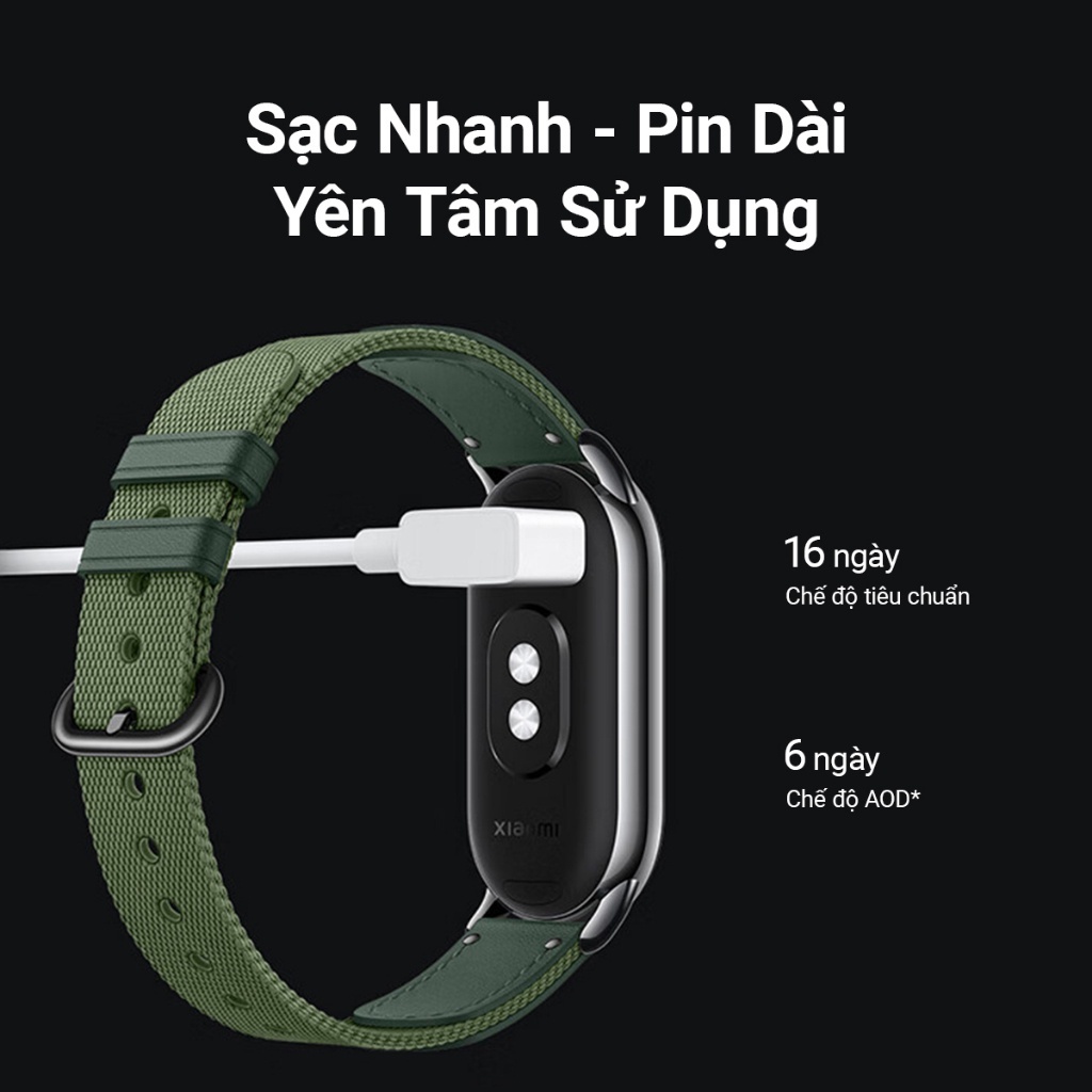 Vòng đeo tay thông minh Xiaomi Mi Band 8 M2239B1 Đen, Màn hình Amoled 1.62 inch