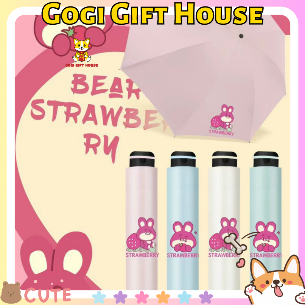 Ô dù gấp gọn, ô che mưa, che nắng chống tia UV hoạt tiết Gấu Dâu, Cinnamoroll, Kuromi siu cute