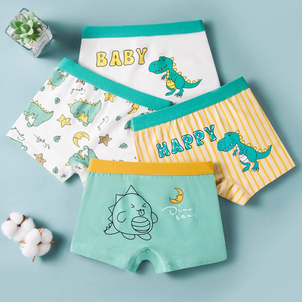 Sét 4 quần lót bé trai sịp đùi trẻ em cotton siêu thoáng cho bé từ 8-43kg