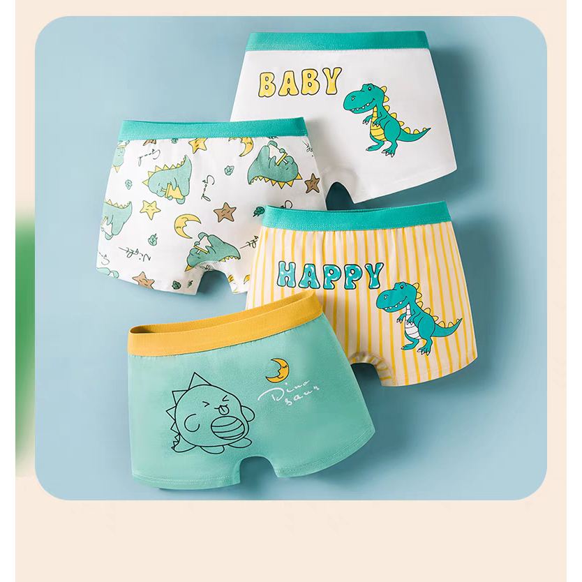 Sét 4 quần lót bé trai sịp đùi trẻ em cotton siêu thoáng cho bé từ 8-43kg